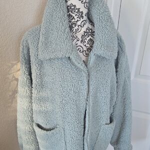 Women’s Mint Green/Jade Lined Teddy Sherpa Zip Jacket